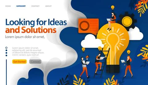 Looking for ideas and solutions to problems, brainstorming for ideas vector i Stock Illustration