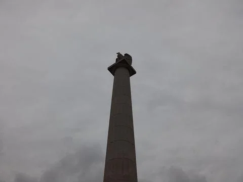 Looking up at the Illinois centennial monument's eagle on a cloudy day Stock Photos
