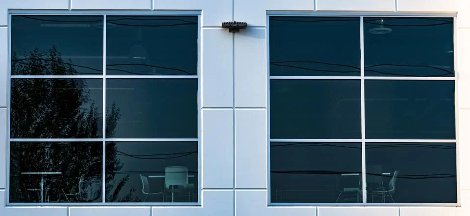 Looking inside a cafeteria window Stock Photos
