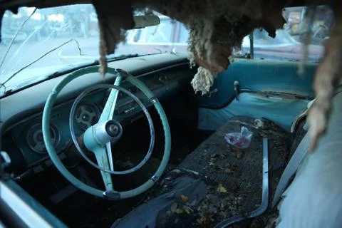 Looking inside old car Stock Photos