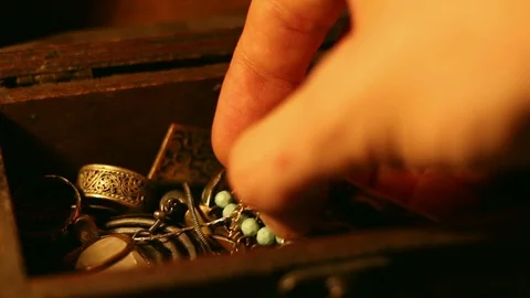 Looking inside a treasure chest. Stock Footage 87227357