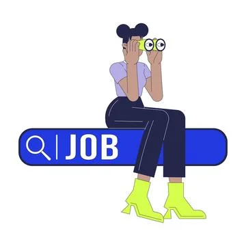 Looking for job 2D linear illustration concept Illustrazione stock