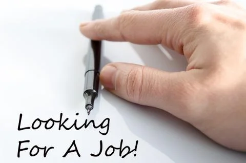 Looking for a job text concept Stock Photos