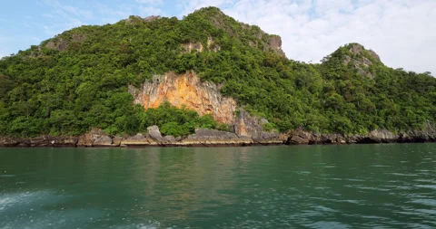 Looking to limestone karst rock from sailing boat Video stock 317550766