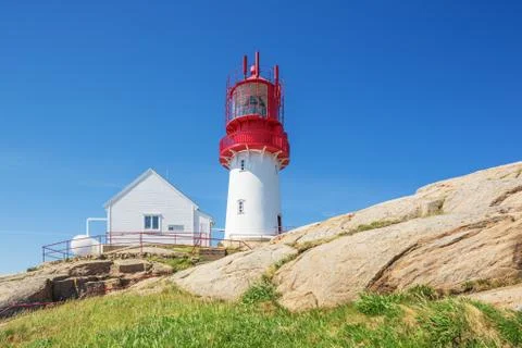 Looking up at the Lindesnes lighthouse Stock Photos