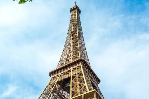 Looking up from low angle at the Eiffel Tower, Paris in Summer Photos