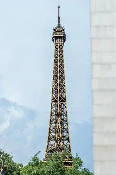 Looking up from low angle at the Eiffel Tower, Paris in Summer Photos