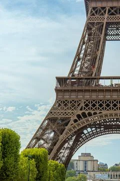 Looking up from low angle at the Eiffel Tower, Paris in Summer Photos