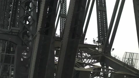 Looking up moving shot Sydney harbour bridge slow motion 4K Video stock 159321050