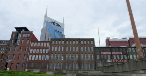 Looking up at Nashville from the River Hyperlapse Stock Footage 61800470