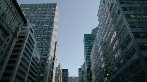 Looking up at New York skyline in motion Stock Footage 108652459