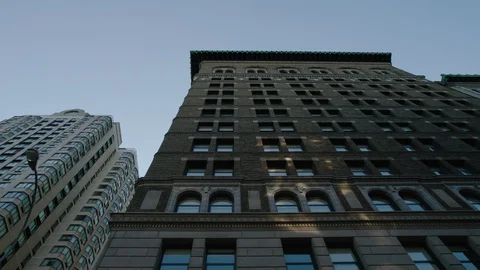 Looking up at New York skyline in motion, sideways Stock Footage 108678250