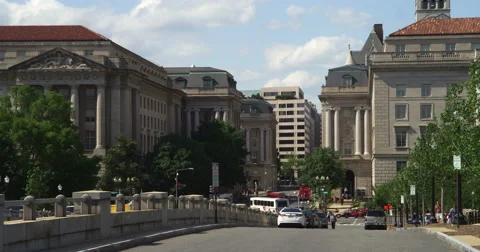 Looking north on 12th Street at Madison Drive in Washington DC. Shot in May Stock Footage 59243649