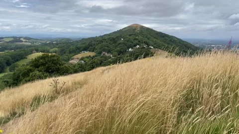 Looking North on the Malvern Hills towards the Worcestershire Beacon, England Stock Footage 281259645