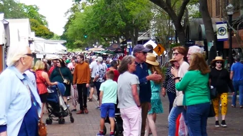 Looking north on park AV at the winter park art fest. Stock Footage 236316666