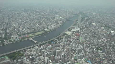Looking northwest from Tokyo Skytree tower Stock Footage 39724456