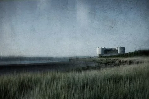 Looking at a nuclear power station next to an estuary Stock Photos