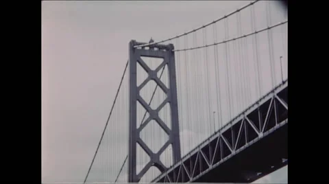 Looking up at Oakland Bay Bridge Stock Footage 47644296