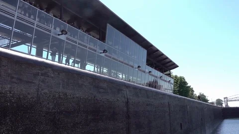 Looking up at the observation deck  from boat Stock Footage 124165681
