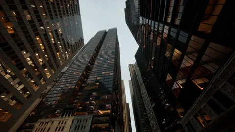 Looking up at office towers in Calgary Stock Footage 232931768