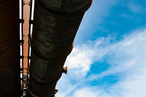 Looking up an old pipeline Stock Photos