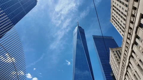 Looking up at the One World Center in New York Stock Footage 319794794