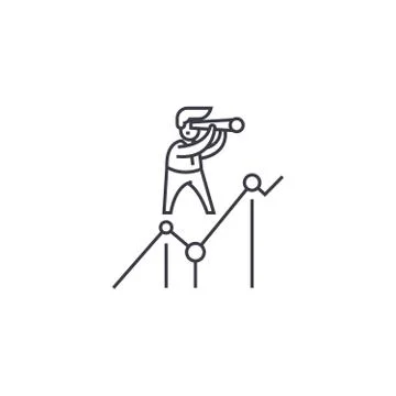 Looking for opportunities vector line icon, sign, illustration on background Stock Illustration