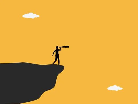 Looking for an opportunity through binoculars on the cliff Stock-Illustration