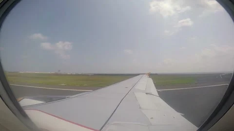 Looking Out of an Airplane Window on the engine and wing Video stock 47200666