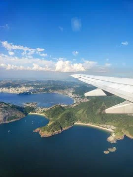 Looking out the airplane window Stock Photos