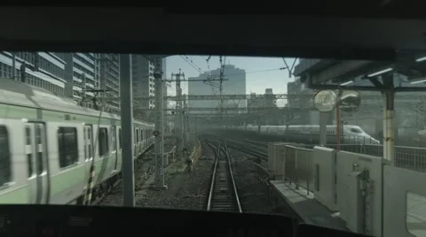Looking out the back of a Japanese Train Stock Footage 51410846
