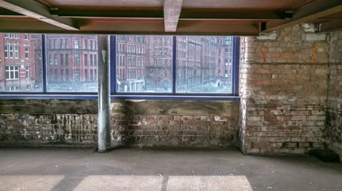 Looking out brick garage window Time lapse Stock Footage 45718901