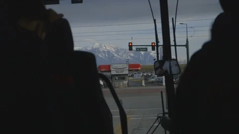 Looking Out Bus Window At Stop Light Stock-Footage 117055065