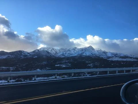 Looking out of car window at Wasatch Mountain Range, Little Cottonwood Canon Stock Photos