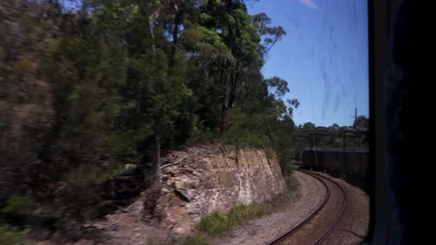 Looking out of dirty train window at tra... | Stock Video | Pond5