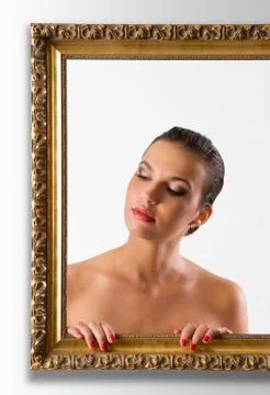Looking out from a frame Stock Photos