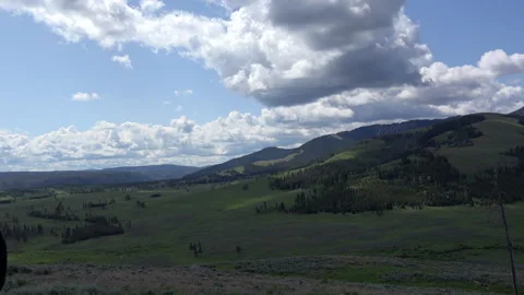 Looking out over the Hayden valley in Yellowstone Park, 4K. Stock Footage 312071085