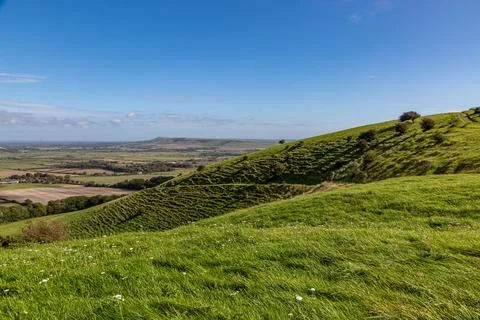 Looking out over the South Downs on a sunny September day Fotos Stock