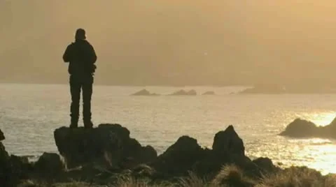 Looking out to sea 2371 Stock Footage 18034675