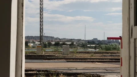 Looking Out from Solin Train Station Over Empty Railway Tracks, Croatia Stock-Footage 206285333
