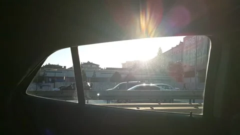 Looking out through the rear window of the car 스톡 동영상 146295923