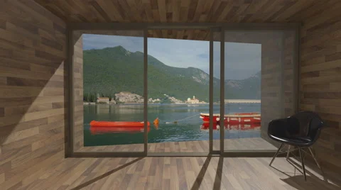 Looking out through the window at the sea in summer Stock Footage 67737129