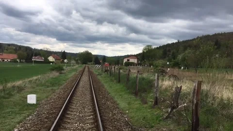Looking out of train timelapse. Railway desapearing in the distance. Stock Footage 132106928
