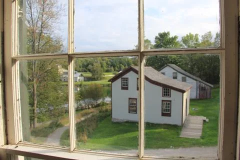Looking out of a window at Fayette Ghost Town, in Michigan's Upper Peninsula Stock Photos
