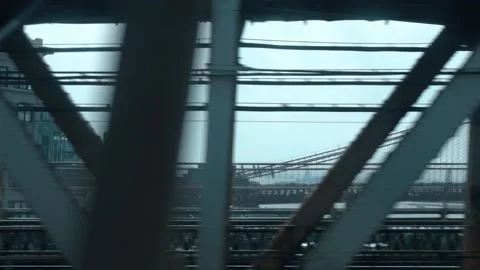 Looking out the window of a New York City subway train in motion (Brooklyn Stock Footage 131468073
