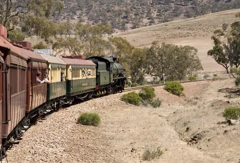 Looking out the window of the steam train Foto stock