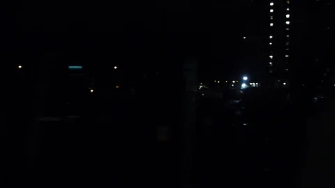 Looking out the window of the subway while pulling into the station Stock Footage 82374464