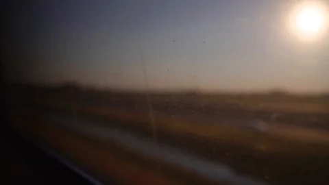 Looking out Window in Train - Golden Hour Stock Footage 91780342