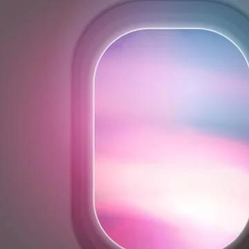 Looking out the Windows of a Plane , Sunset View - Vector Illustration Stock Illustration