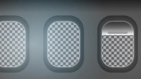 Looking out the Windows of a Plane, Transparent Background- Vector Illustrati Stock Illustration